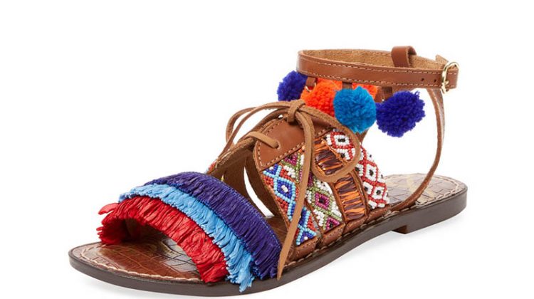 Sam Edelman Lennon Embroidered Leather Sandal $110