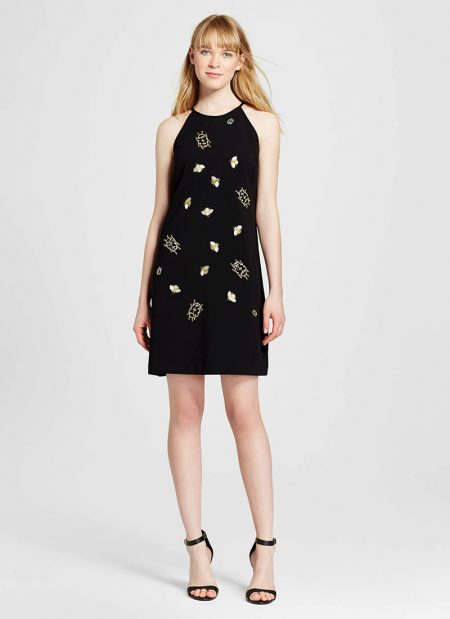 It's Here! Shop the Victoria Beckham for Target Collection Victoria Beckham for Target Black Embellished Bug Dress $60