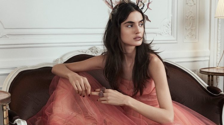 Model Blanca Padilla wears Dior Haute Couture gowns in the fashion editorial