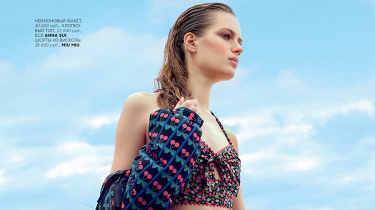 Embracing colorful print, Esther Heesch wears Anna Sui and Miu Miu designs