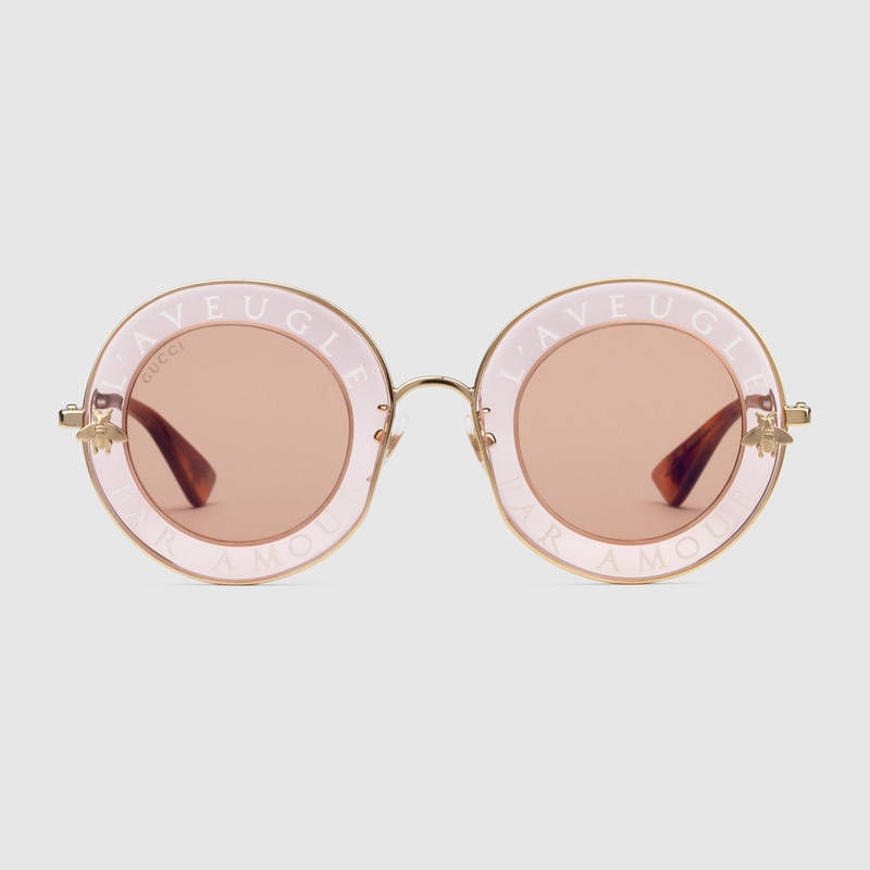 Gucci Round-Frame Metal Sunglasses