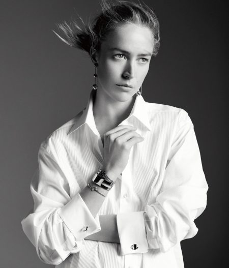 Raquel Zimmermann Models Tiffany & Co.'s New Minimal Jewelry Photographed in black and white, model Raquel Zimmermann poses in Tiffany & Co. designs