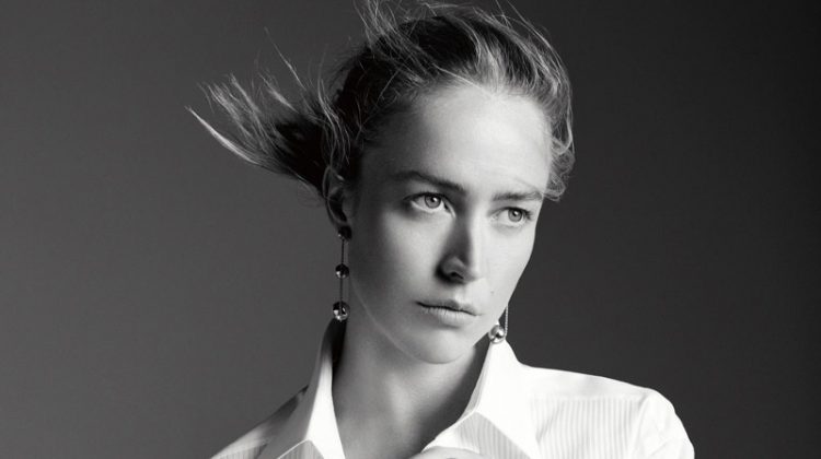 Photographed in black and white, model Raquel Zimmermann poses in Tiffany & Co. designs