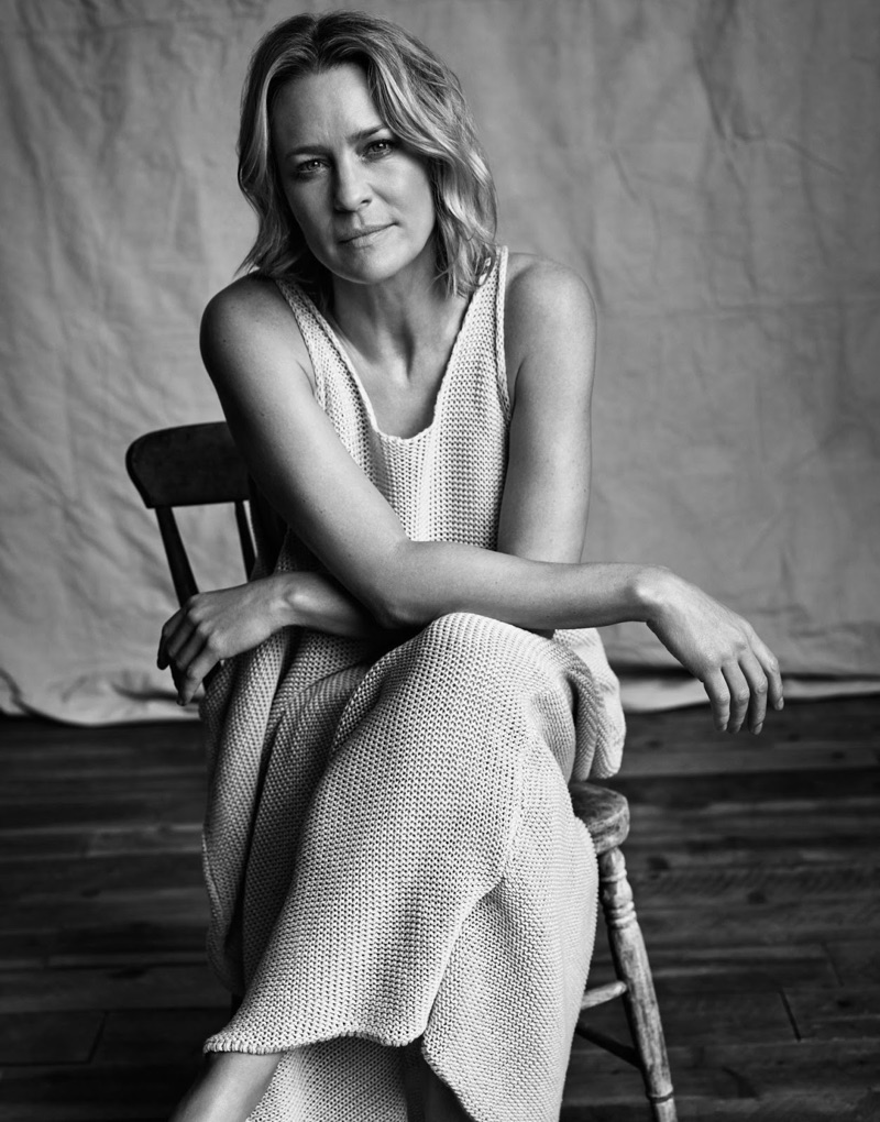 Robin Wright poses in Stella McCartney dress and tank