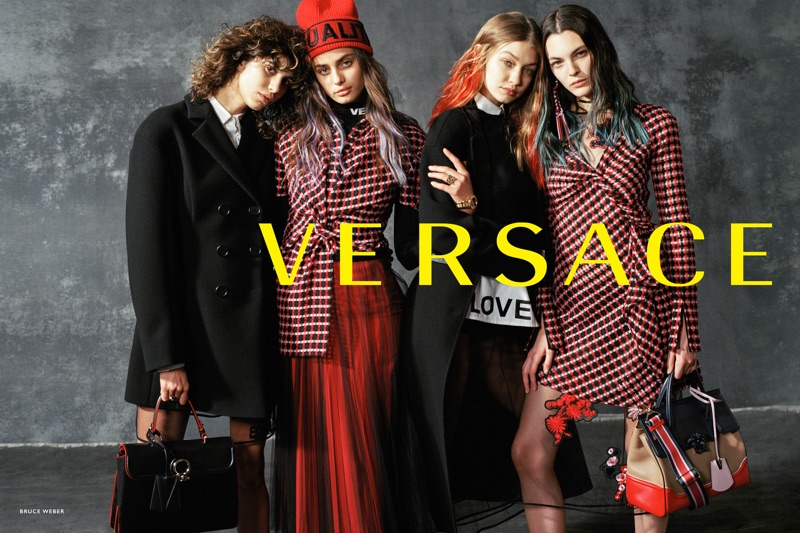 Mica Arganaraz, Taylor Hill, Gigi Hadid and Vittoria Ceretti front Versace’s fall 2017 campaign
