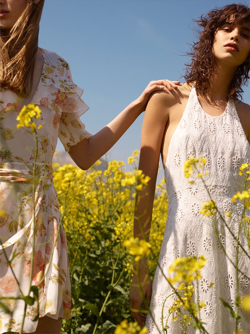 (Left) Zara Floral Print Dress (Right) White Dress