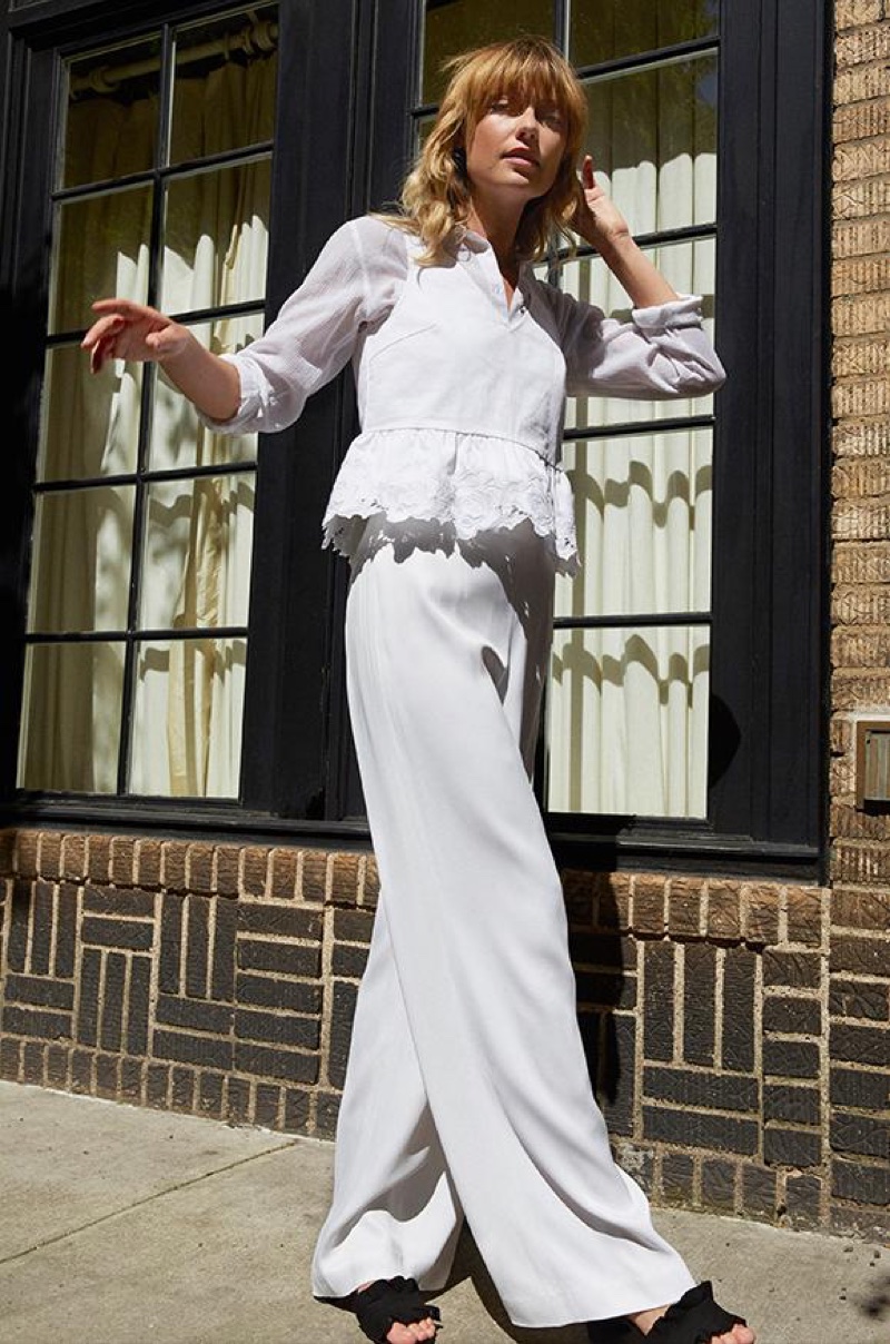 Club Monaco Garisa Top, Claudia Shirt and Ahnn Pant. Loeffler Randall Vera Sandal.