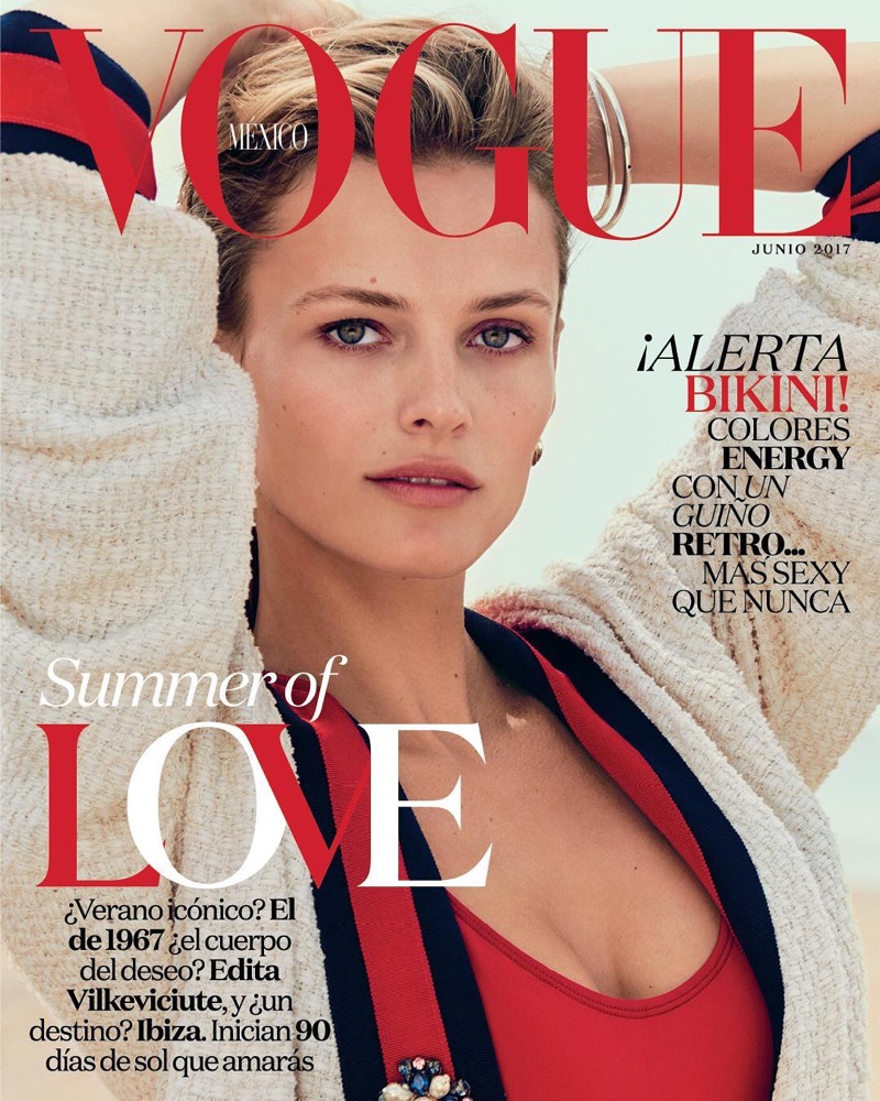 Wearing Gucci, Edita Vilkeviciute covers Vogue Mexico June 2017