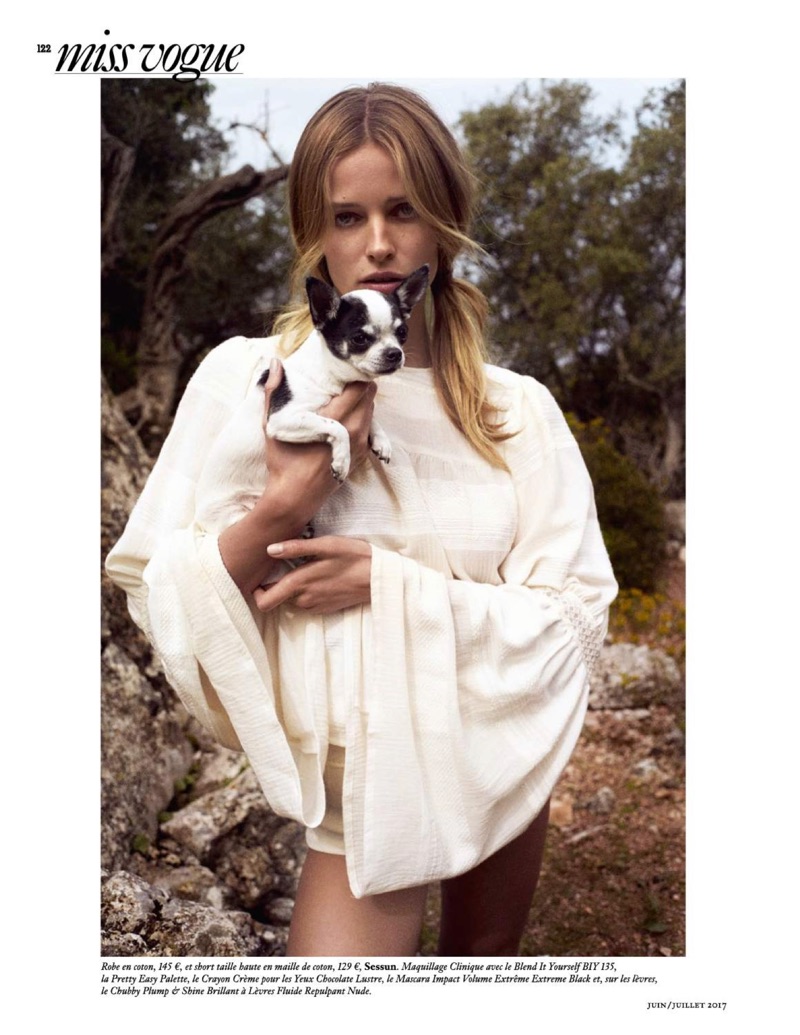 Edita Vilkeviciute Embraces All White Fashions for Vogue Paris
