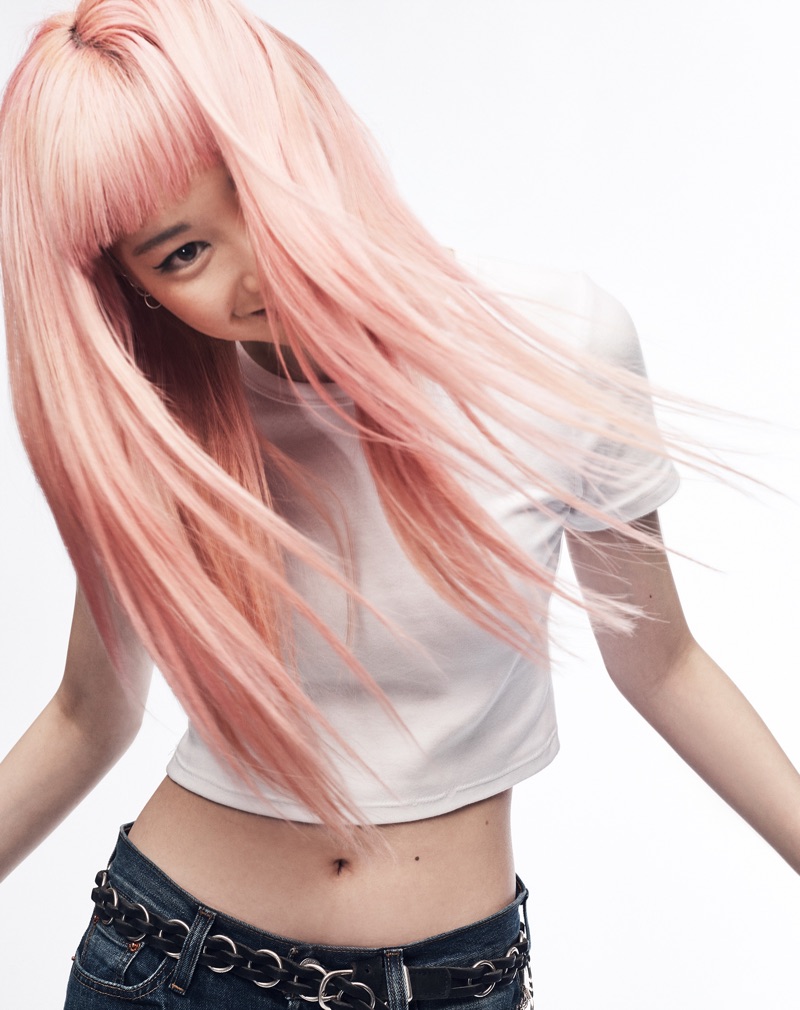 Fernanda Ly shows off her pink hair in Gap's Bridging the Gap 2017 campaign