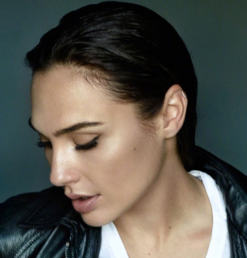 Getting her closeup, Gal Gadot wears slicked back hairstyle