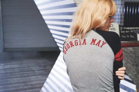 Georgia May Jagger Black Tee T-shirt Size 10 Volcom Retro Cotton Shirt Top GMJ