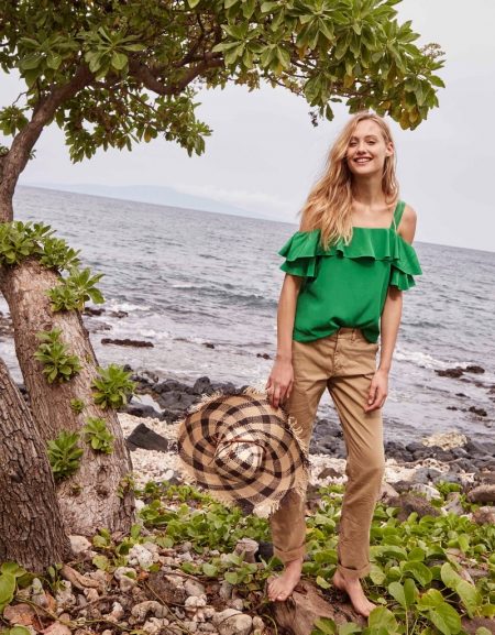 Island Vibes: 7 Casual Styles from J. Crew J. Crew Cold-Shoulder Top, Boyfriend Chino Pant and Nannacay for J. Crew Tululu Hat