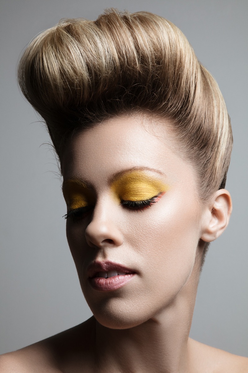 Model Hillary Holmes wears yellow eyeshadow. Photo: Jeff Tse