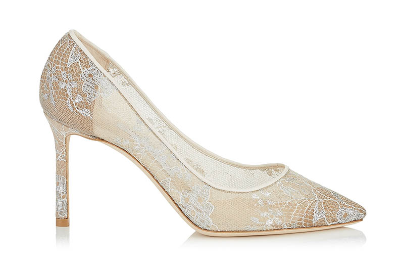 Jimmy Choo Romy 85 White Lace Pointy Toe Pumps $750