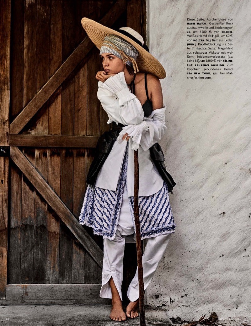 Josephine Skriver Wears Rustic Looks for Vogue Germany