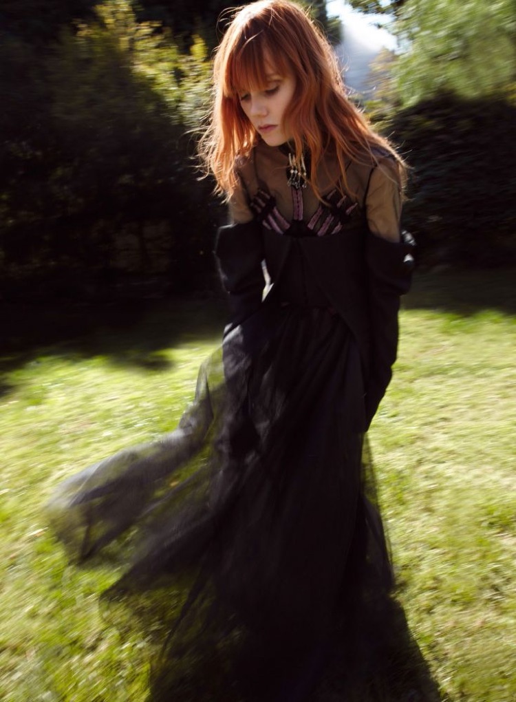 Model Kiki Willems poses in gothic inspired style for the fashion editorial