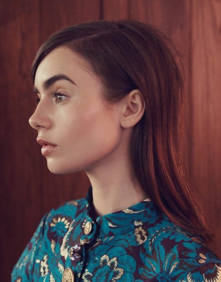 Lily Collins Stuns in Statement Prints for The Edit
