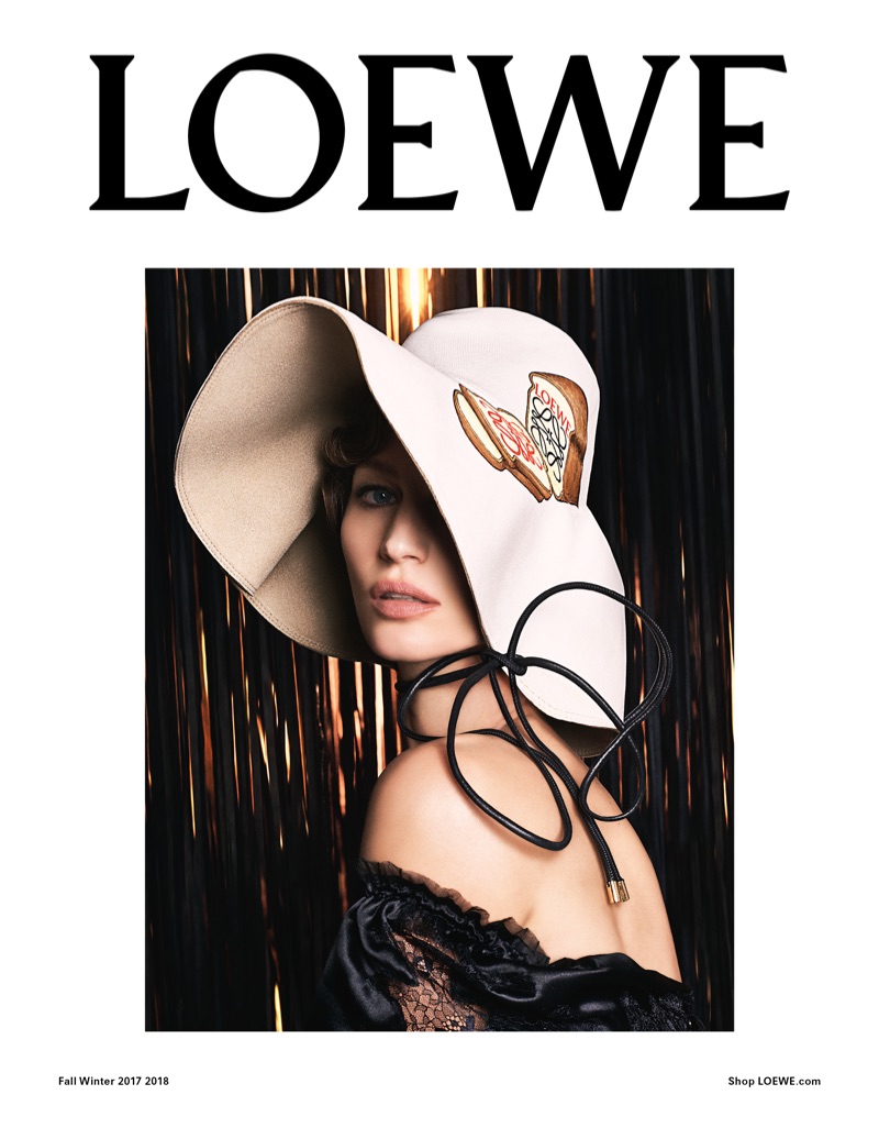 Gisele Bundchen wears a floppy hat in Loewe's fall-winter 2017 campaign