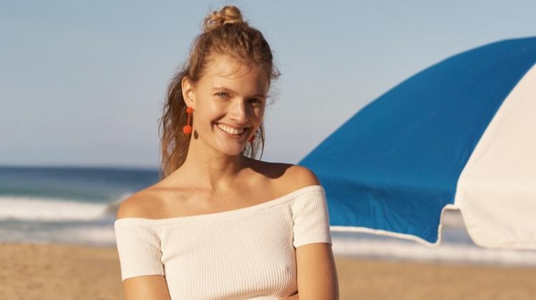 Madewell Beaded Party Earrings, Off-the-Shoulder Sweater and The Perfect Summer Jean in Malden Wash