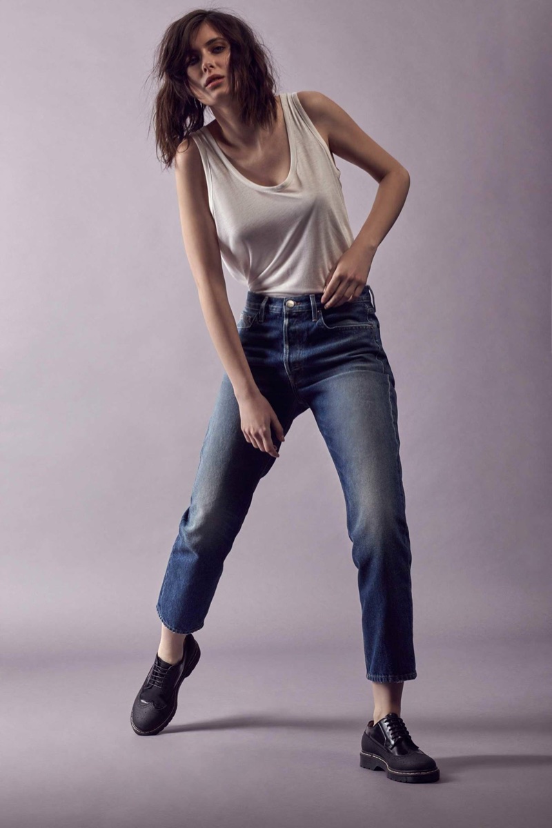 The Row Thomaston Jersey Tank Top $234 and FRAME Le Original High-Rise Straight-Leg Jeans $275