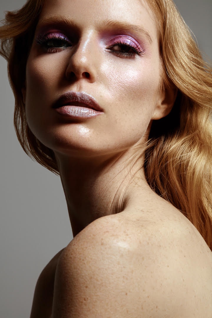 Model Nell Rebowe wears lilac eyeshadow. Photo: Jeff Tse