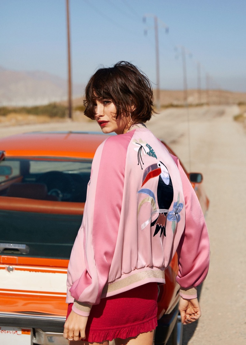 & Other Stories Embroidery Bomber Jacket and Smocked Mini Dress