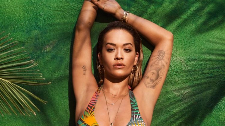 Rita Ora Channels Tropical Vibes in Tezenis Swimwear