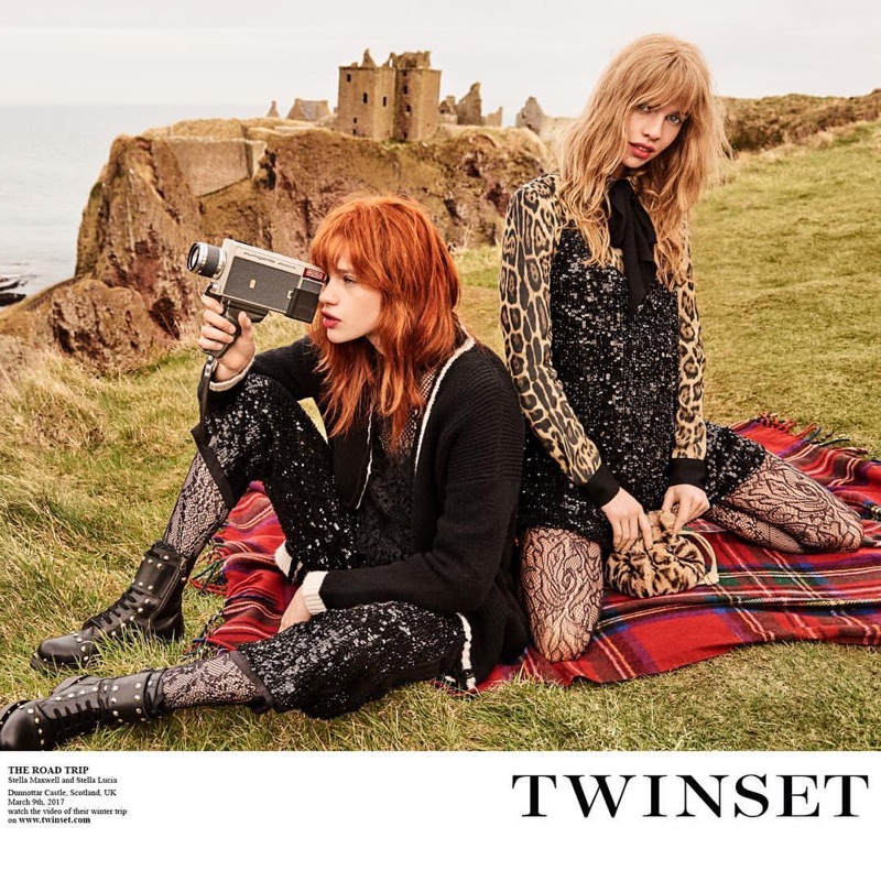 An image from Twinset's fall 2017 advertising campaign starring Stella Lucia and Stella Maxwell