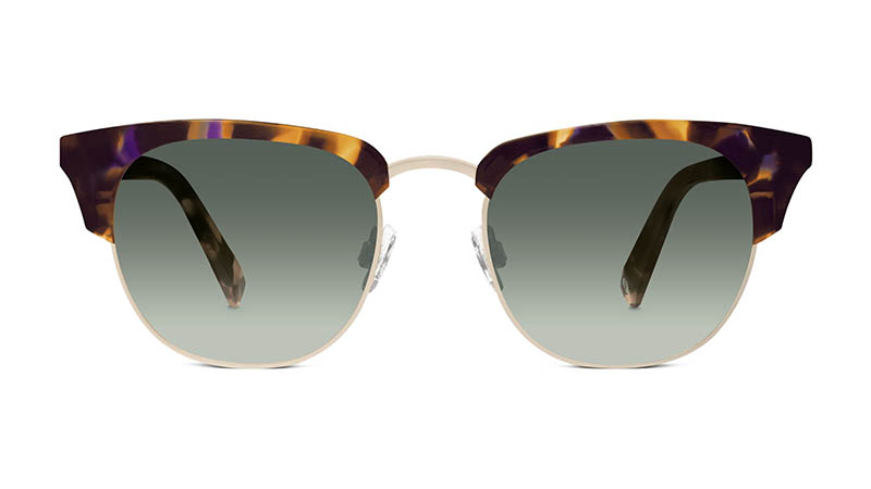 Warby Parker Addie Sunglasses in Violet Magnolia with Green Gradient Lenses $145