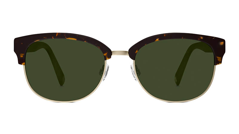 Warby Parker Eliot Sunglasses in Whiskey Tortoise with Olive Green Lenses $145