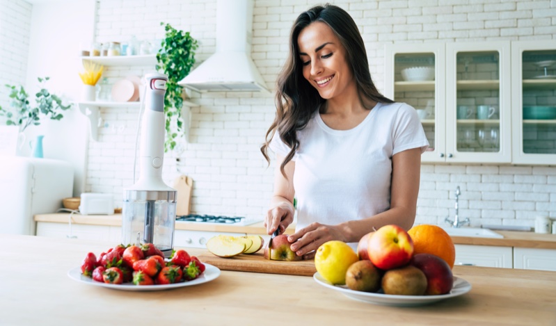 Woman Making Healthy Food Kitchen