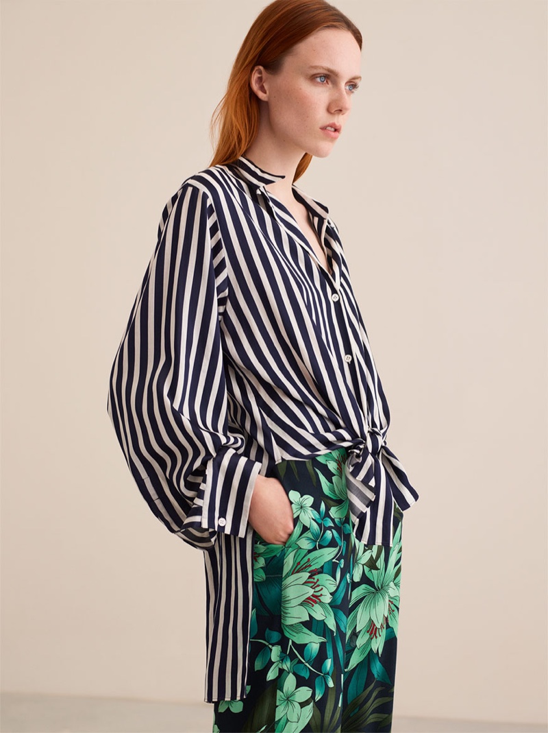 Zara Striped Shirt and Floral Print Trousers