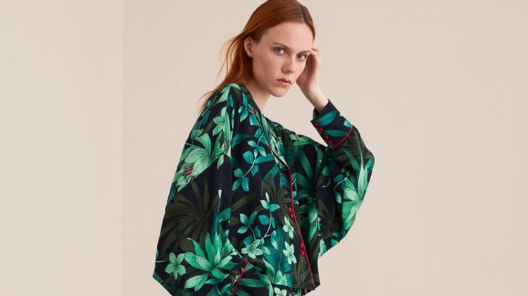 Zara Floral Printed Kimono and Floral Print Trousers