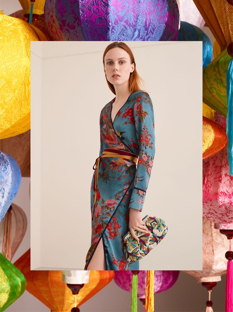 Kiki Willems models Zara Printed Kimono Dress