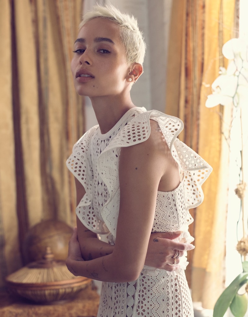 Zoe Kravitz wears Self-Portrait guipure lace dress