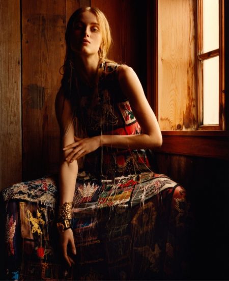 Alexander McQueen Sets Its Fall 2017 Campaign in Iceland Rianne von Rompaey wears a patchwork dress in Alexander McQueen’s fall-winter 2017 campaign
