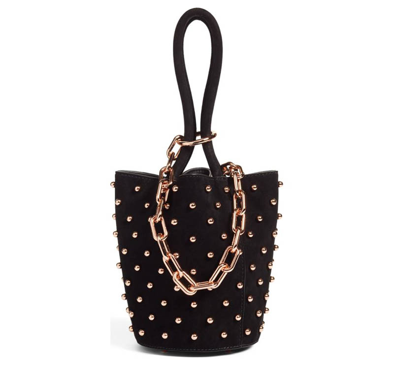 Alexander Wang Mini Roxy Studded Suede Bucket Bag $645