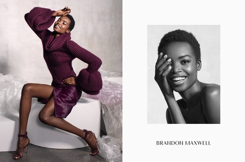 Maria Borges is all smiles in Brandon Maxwell's fall-winter 2017 campaign