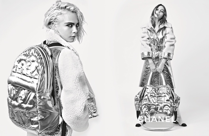 Cara Delevingne and Lily-Rose Depp shine in silver for Chanel's fall-winter 2017 campaign