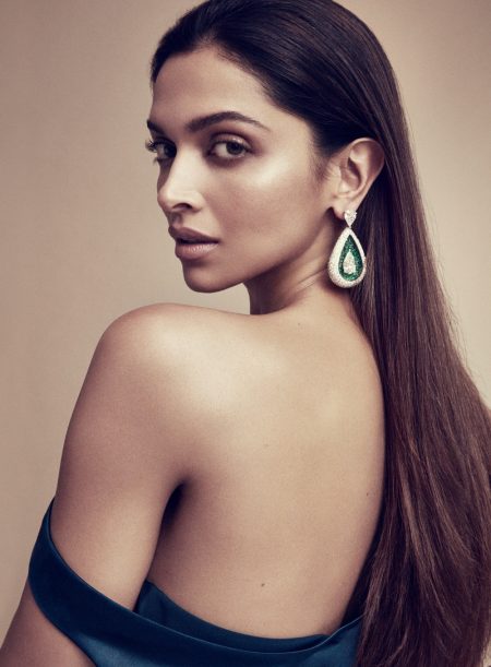 Deepika Padukone Dazzles in Vanity Fair Jewelry Shoot Deepika Padukone wears a drop earring