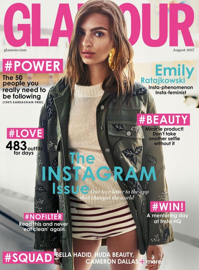 Emily Ratajkowski on Glamour UK August 2017 Cover