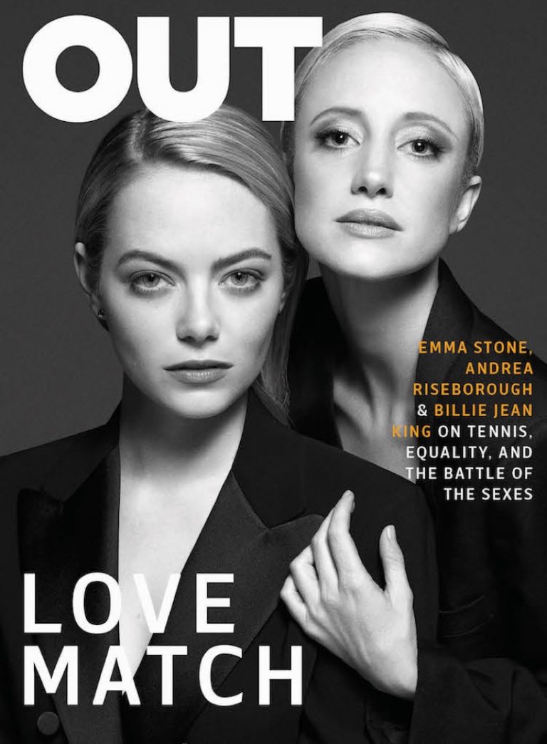 Emma Stone & Andrea Riseborough Suit Up for OUT Magazine – Fashion Gone ...