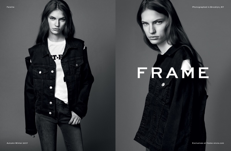 Faretta poses in the studio for FRAME's fall 2017 campaign