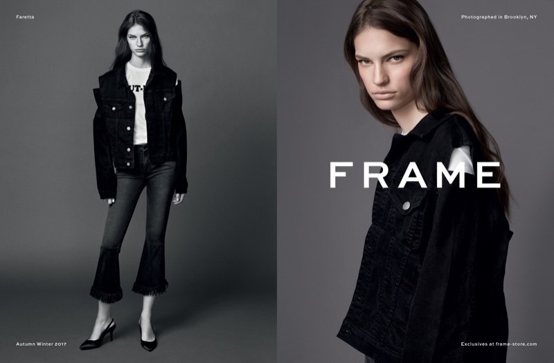 Faretta poses in chic looks for FRAME's fall-winter 2017 campaign