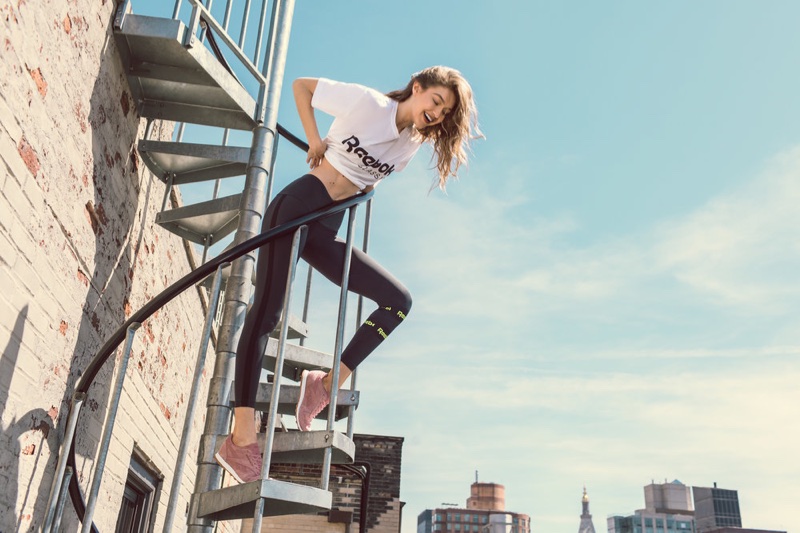 Gigi Hadid looks sporty chic in her latest Reebok Classic campaign