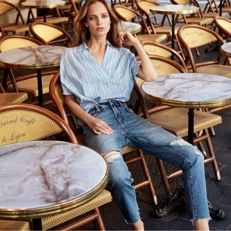 Everyday Living: 6 Casual Outfit Ideas from H&M H&M Ruffle-Sleeved Cotton Blouse and Girlfriend Jeans