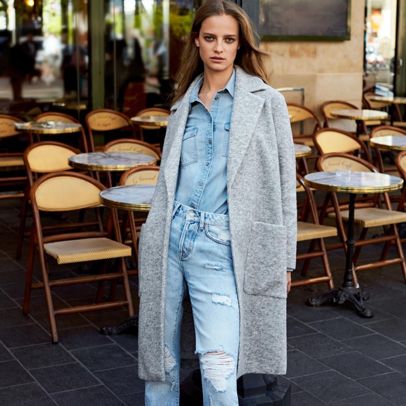 H&M Wool-Blend Coat, Denim Shirt and Girlfriend Jeans