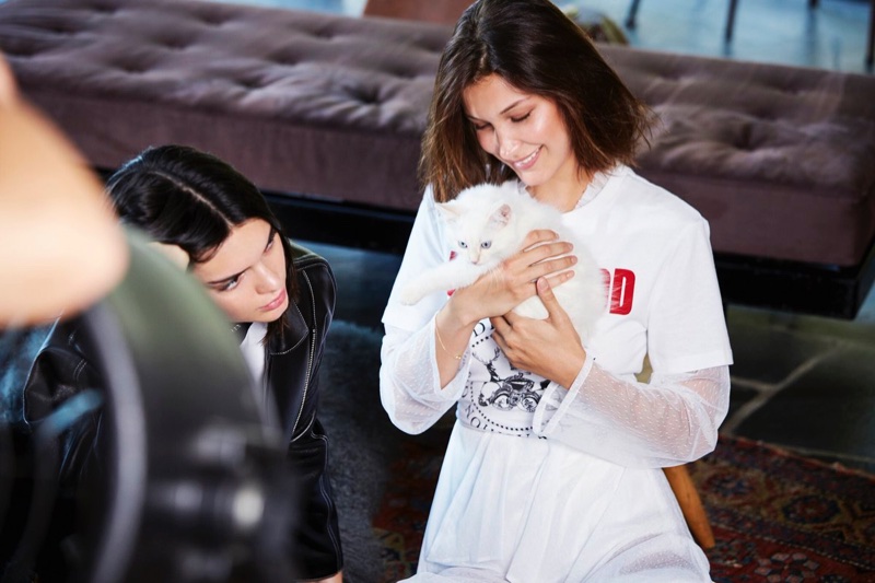 BEHIND THE SCENES: Bella Hadid and Kendall Jenner pose with kittens
