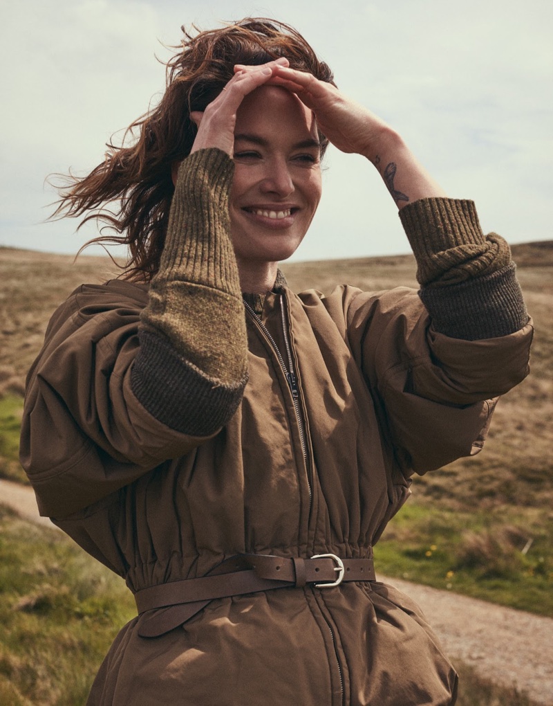 Lena Headey poses in Isabel Marant jacket, Joseph dress and Etoile Isabel Marant belt